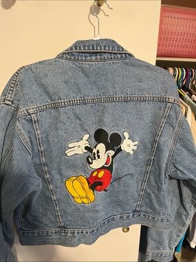Mickey Disney cropped denim jean jacket vintage women’s xl